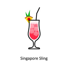 Singapore Sling cocktail icon in flat style