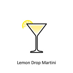 Lemon Drop Martini cocktail icon in flat style