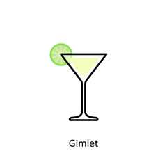 Gimlet cocktail icon in flat style