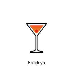 Brooklyn cocktail icon in flat style