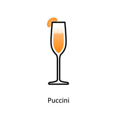 Puccini cocktail icon in flat style