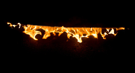 Strip of fire on a black background