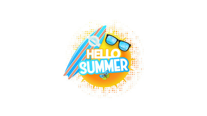 Abstract Summer Decorative Greeting Background Vector Illustration on White.