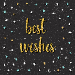 Best wishes card template. Handmade childish angular applique star and quote letters