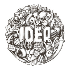 Doodles sketch concept for business, finance and communication. Vector illustration.