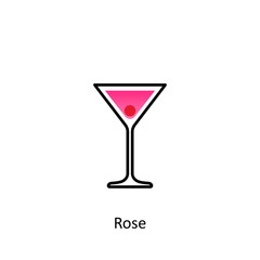 Rose cocktail icon in flat style