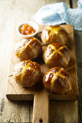 Chocolate hot cross buns