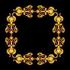 Ornament elements, vintage gold floral designs