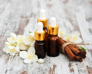 Massage oils and jasmine flowers