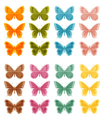 Beautiful colorful butterflies isolated on white background