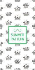 Summer vector seamless pattern with bungalow
