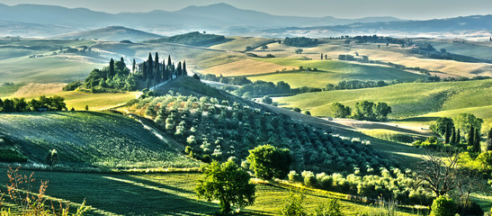 Landscape view of Val d'Orcia, Tuscany, Italy