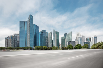 Fototapeta na wymiar empty road with modern buildings