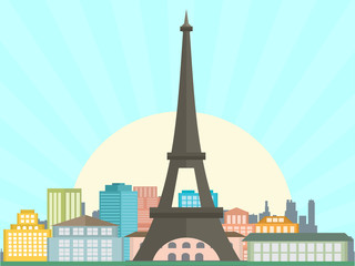 France landscape sunset in froun view vector