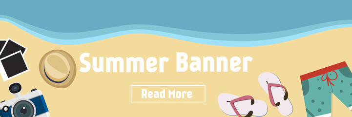 Summer beach background with isolated elements vector