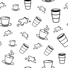 Seamless pattern with handwritten coffee cup Abstract Coffee Pattern