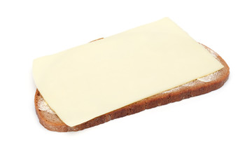 Whole wheat German Bread Slices with different toppings, like butter, jam and cheese, isolated on white Background - Cut Out