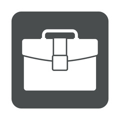 Icono plano maletin en cuadrado gris