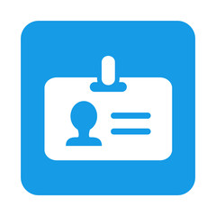 Icono plano tarjeta de identificacion en cuadrado azul