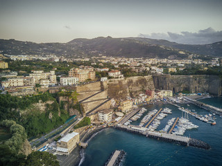 al view of Mediterranean and living district near the yacht harbour in Italy.