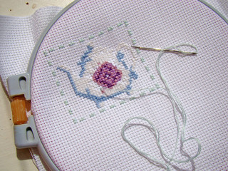 Cross-stitch embroidery close up