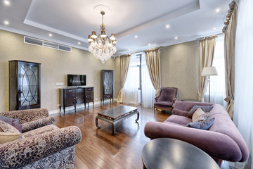 Interior design living room in luxury new apartment.
