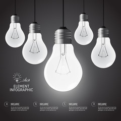 light bulb element. Creative concept   can used for banner,infographic,data,presentation timeline business,chart, workflow layout,brochure,leaflet ,web design, number options.Vector illustration.
