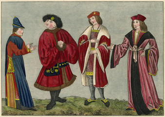 English Courtiers 15th century. Date: 15/16th centuries