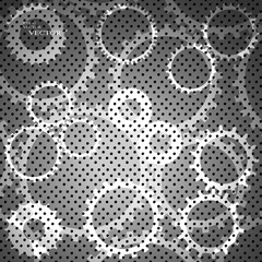 Gears in engagement. Engineering drawing abstract industrial background with a cogwheels.