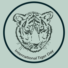 International Tiger day poster template with angry tiger