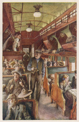 Obraz na płótnie Canvas Settlers in Rail Coach. Date: 1915