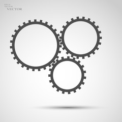 Gears in engagement. Engineering drawing abstract industrial background with a cogwheels.