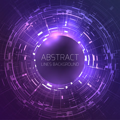 Techno background with round frame for your text. Display, communication. Vector element for your design