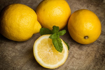 Limones. Vista superior y de cerca