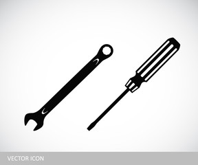 Screwdriver and wrench vector icon