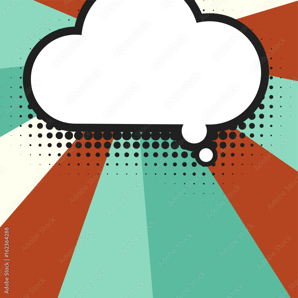 Poster Blank comic balloon template. Clear comics colorful speech bubbles halftone dot background style pop art. Text dialog empty cloud creative idea conversation pattern sketch explosion.