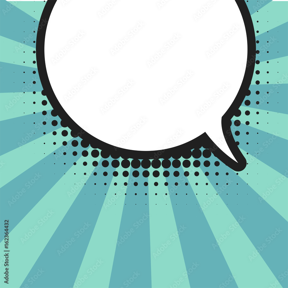 Poster Blank comic balloon template. Clear comics colorful speech bubbles halftone dot background style pop art. Text dialog empty cloud creative idea conversation pattern sketch explosion.