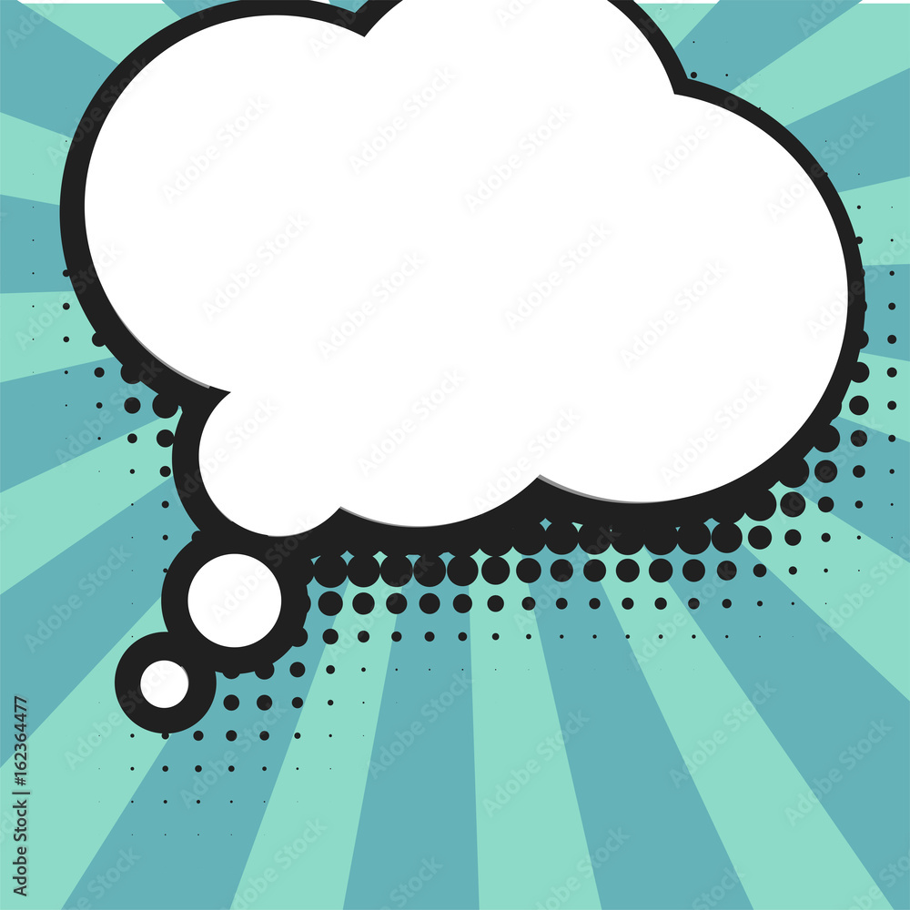Poster Blank comic balloon template. Clear comics colorful speech bubbles halftone dot background style pop art. Text dialog empty cloud creative idea conversation pattern sketch explosion.