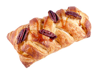 Pastry with pecan nuts isolated on a white background
