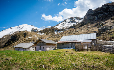 Fototapeta na wymiar Racines Valley in South Tyrol, Italy. The Klammalm alpine pastures