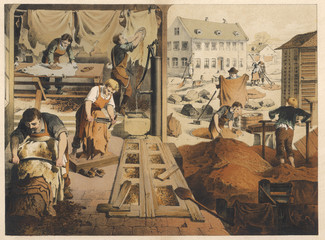 Leather work and tannery. Date: 1875