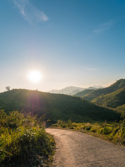 country road in the mountain with soft light