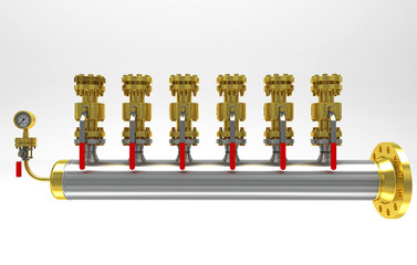Pompe, impianto, collettori, scambiatori, progetto, rendering 3d