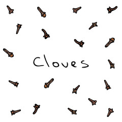 Clove Spice. Realistic Hand Drawn Doodle Style Sketch. Vector Illustration Isolated On a White Background.