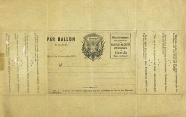 Packet for Balloon Post. Date: 1870