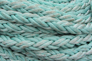 Light-blue sea hemp rope, background, close-up