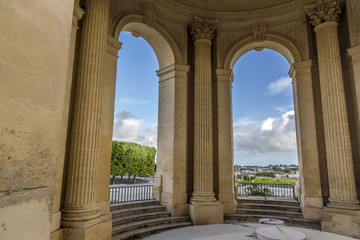 View through main basin monument arcs on Peyrou and Montpellier southern France