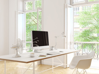modern office with creative space. 3d rendering