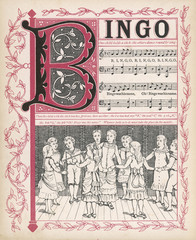 Fototapeta na wymiar Bingo Game and Rhyme. Date: 1886