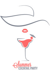 cocktail summer party logo menu background
